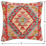 handmade Traditional Pillow Red Blue Hand-Woven SQUARE 100% WOOL Hand woven turkish pillow2' x 2'