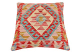 handmade Traditional Pillow Red Blue Hand-Woven SQUARE 100% WOOL Hand woven turkish pillow2' x 2'