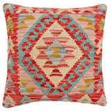 handmade Traditional Pillow Red Blue Hand-Woven SQUARE 100% WOOL Hand woven turkish pillow2' x 2'