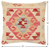 handmade Traditional Pillow Beige Pink Hand-Woven SQUARE 100% WOOL  Hand woven turkish pillow  3 x 5