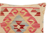 handmade Traditional Pillow Beige Pink Hand-Woven SQUARE 100% WOOL  Hand woven turkish pillow  3 x 5