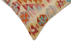 handmade Traditional Pillow Beige Rust Hand-Woven SQUARE 100% WOOL  Hand woven turkish pillow  2 x 2