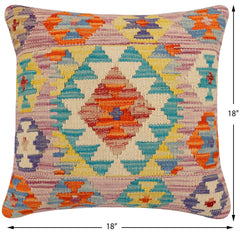 handmade Traditional Pillow Purple Beige Hand-Woven SQUARE 100% WOOL Hand woven turkish pillow2' x 2'