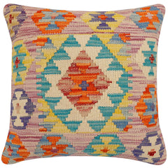 handmade Traditional Pillow Purple Beige Hand-Woven SQUARE 100% WOOL Hand woven turkish pillow2' x 2'