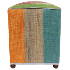 handmade Modern Ottoman Blue Beige Hand-made SQUARE handmade ottoman pouf