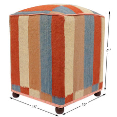 handmade Modern Ottoman Rust Blue Hand-made SQUARE handmade ottoman pouf