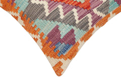 handmade Traditional Pillow Rust Blue Hand-Woven SQUARE 100% WOOL Hand woven turkish pillow2' x 2'