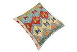 handmade Traditional Pillow Rust Blue Hand-Woven SQUARE 100% WOOL  Hand woven turkish pillow  3 x 5