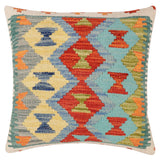 handmade Traditional Pillow Rust Blue Hand-Woven SQUARE 100% WOOL  Hand woven turkish pillow  3 x 5