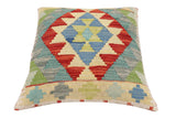 handmade Traditional Pillow Rust Blue Hand-Woven SQUARE 100% WOOL Hand woven turkish pillow2' x 2'