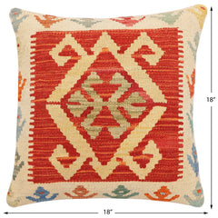 handmade Traditional Pillow Rust Beige Hand-Woven SQUARE 100% WOOL Hand woven turkish pillow2' x 2'