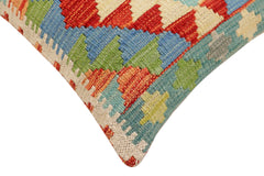 handmade Traditional Pillow Rust Blue Hand-Woven SQUARE 100% WOOL Hand woven turkish pillow2' x 2'