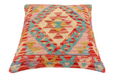 handmade Traditional Pillow Red Blue Hand-Woven SQUARE 100% WOOL Hand woven turkish pillow2' x 2'