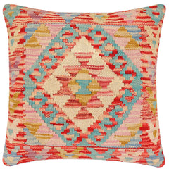 handmade Traditional Pillow Red Blue Hand-Woven SQUARE 100% WOOL Hand woven turkish pillow2' x 2'