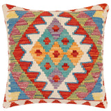 handmade Traditional Pillow Rust Blue Hand-Woven SQUARE 100% WOOL Hand woven turkish pillow2' x 2'