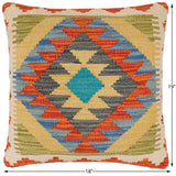 handmade Traditional Pillow Rust Blue Hand-Woven SQUARE 100% WOOL  Hand woven turkish pillow  2 x 2