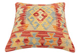 handmade Traditional Pillow Rust Blue Hand-Woven SQUARE 100% WOOL Hand woven turkish pillow2' x 2'