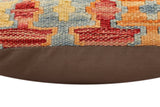 handmade Traditional Pillow Rust Blue Hand-Woven SQUARE 100% WOOL Hand woven turkish pillow2' x 2'