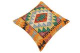 handmade Traditional Pillow Rust Blue Hand-Woven SQUARE 100% WOOL Hand woven turkish pillow2' x 2'