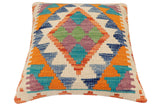 handmade Traditional Pillow Rust Blue Hand-Woven SQUARE 100% WOOL Hand woven turkish pillow2' x 2'