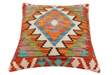 handmade Traditional Pillow Rust Blue Hand-made SQUARE 100% WOOL Hand woven turkish pillow2' x 2'