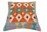 handmade Traditional Pillow Rust Blue Hand-made SQUARE 100% WOOL Hand woven turkish pillow2' x 2'