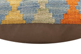 handmade Traditional Pillow Rust Blue Hand-made SQUARE 100% WOOL Hand woven turkish pillow2' x 2'