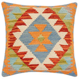 handmade Traditional Pillow Rust Blue Hand-made SQUARE 100% WOOL Hand woven turkish pillow2' x 2'