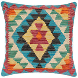 handmade Traditional Pillow Red Blue Hand-made SQUARE 100% WOOL Hand woven turkish pillow2' x 2'