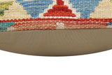 handmade Traditional Pillow Rust Blue Hand-Woven SQUARE 100% WOOL Hand woven turkish pillow2' x 2'