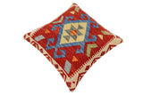 handmade Traditional Pillow Rust Blue Hand-Woven SQUARE 100% WOOL Hand woven turkish pillow2' x 2'