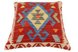 handmade Traditional Pillow Rust Blue Hand-Woven SQUARE 100% WOOL Hand woven turkish pillow2' x 2'