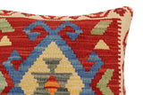 handmade Traditional Pillow Rust Blue Hand-Woven SQUARE 100% WOOL Hand woven turkish pillow2' x 2'