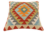 handmade Traditional Pillow Rust Blue Hand-Woven SQUARE 100% WOOL Hand woven turkish pillow2' x 2'