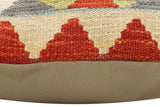 handmade Traditional Pillow Rust Blue Hand-Woven SQUARE 100% WOOL Hand woven turkish pillow2' x 2'