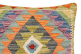 handmade Traditional Pillow Rust Blue Hand-Woven SQUARE 100% WOOL Hand woven turkish pillow2' x 2'