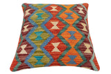 handmade Traditional Pillow Rust Blue Hand-Woven SQUARE 100% WOOL Hand woven turkish pillow2' x 2'