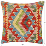 handmade Traditional Pillow Rust Blue Hand-Woven SQUARE 100% WOOL Hand woven turkish pillow2' x 2'