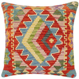 handmade Traditional Pillow Rust Blue Hand-Woven SQUARE 100% WOOL Hand woven turkish pillow2' x 2'