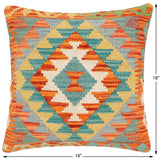 handmade Traditional Pillow Rust Blue Hand-Woven SQUARE 100% WOOL Hand woven turkish pillow2' x 2'