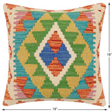 handmade Traditional Pillow Rust Blue Hand-Woven SQUARE 100% WOOL Hand woven turkish pillow2' x 2'