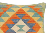 handmade Traditional Pillow Rust Blue Hand-Woven SQUARE 100% WOOL Hand woven turkish pillow2' x 2'