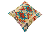 handmade Traditional Pillow Rust Blue Hand-Woven SQUARE 100% WOOL Hand woven turkish pillow2' x 2'