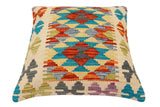 handmade Traditional Pillow Rust Blue Hand-Woven SQUARE 100% WOOL Hand woven turkish pillow2' x 2'