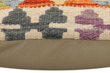 handmade Traditional Pillow Rust Blue Hand-Woven SQUARE 100% WOOL Hand woven turkish pillow2' x 2'