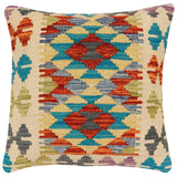 handmade Traditional Pillow Rust Blue Hand-Woven SQUARE 100% WOOL Hand woven turkish pillow2' x 2'