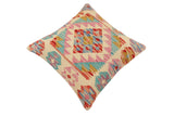 handmade Traditional Pillow Red Blue Hand-Woven SQUARE 100% WOOL Hand woven turkish pillow2' x 2'