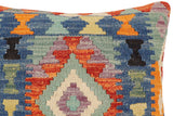 handmade Traditional Pillow Rust Blue Hand-Woven SQUARE 100% WOOL Hand woven turkish pillow2' x 2'