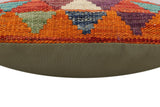 handmade Traditional Pillow Rust Blue Hand-Woven SQUARE 100% WOOL Hand woven turkish pillow2' x 2'