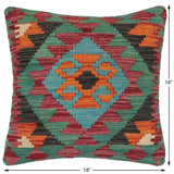 handmade Traditional Pillow Rust Red Hand-Woven SQUARE 100% WOOL Hand woven turkish pillow2' x 2'